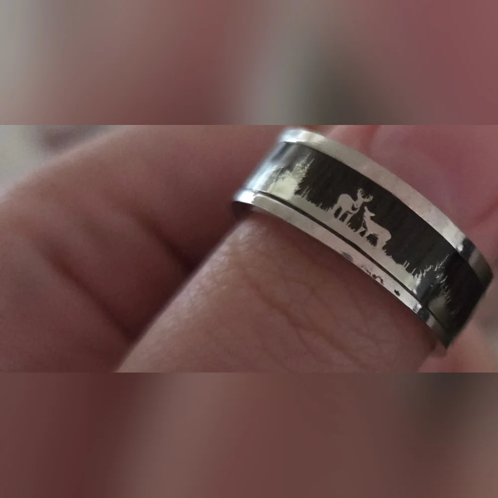 Men's Black and Silver Ring - Picture 6 of 6